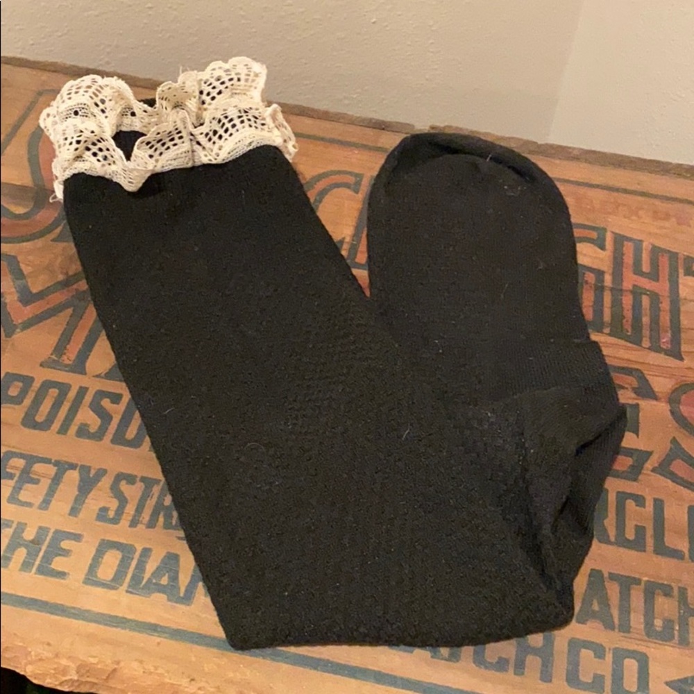 Black Boot Socks w Ivory Lace Detail